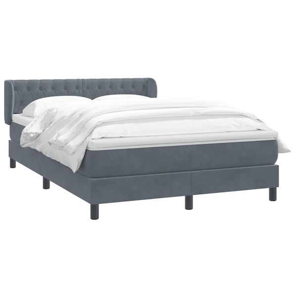 vidaXL Boxspringbett mit Matratze Dunkelgrau 160x210 cm Samt