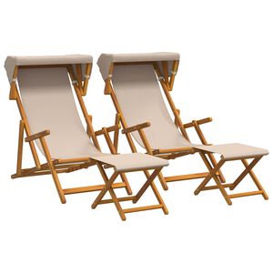 vidaXL Liegestuhl 4 pcs 3 Position Massives Eukalyptus Holz Beige