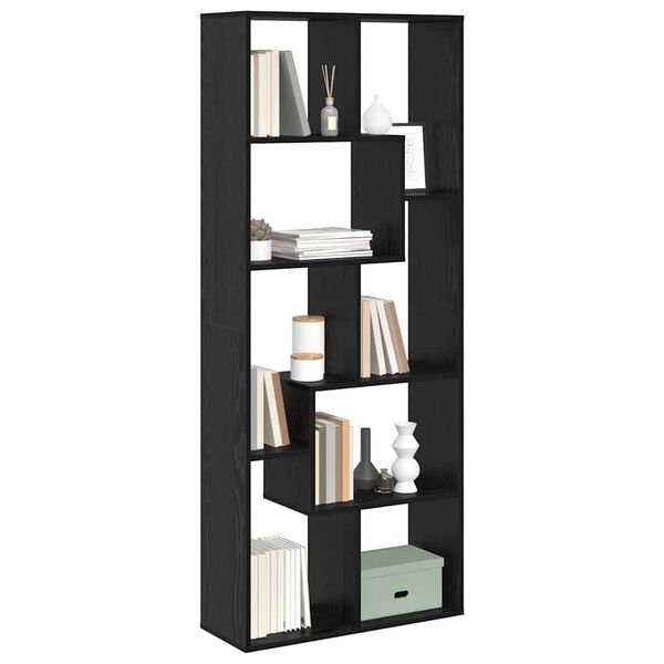 vidaXL B&uuml;cherregal Schwarz Eichen-Optik 67 x 25 x 162 cm Holzwerkstoff