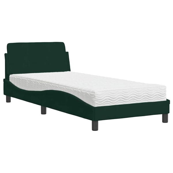 vidaXL Bett mit Matratze "Dover" Dunkelgrün 80x200 cm Samt