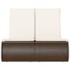 vidaXL Doppel-Sonnenliege mit Auflagen Braun Poly Rattan