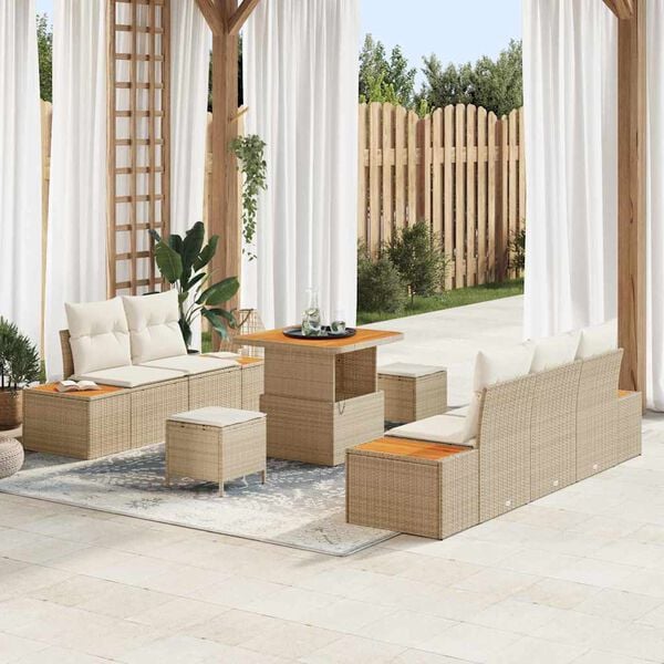 vidaXL Gartensofa-set 8 pcs Beige Poly-Rattan