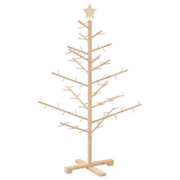 vidaXL Holz Weihnachtsbaum mit Ständer Natur 125 cm Massivholz Kiefer
