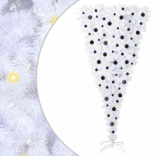 vidaXL K&uuml;nstlicher Weihnachtsbaum Wei&szlig; 210 cm PVC und Stahl