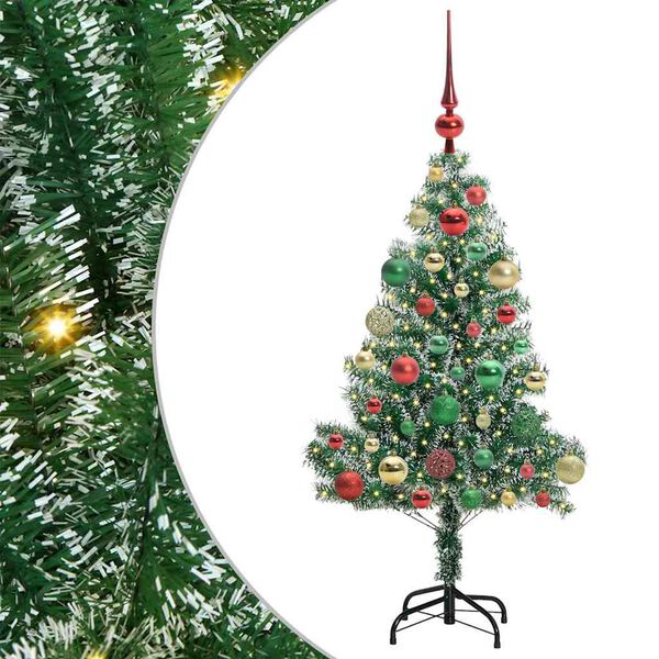 vidaXL K&uuml;nstlicher Weihnachtsbaum beschneit mit LED Licht 120 cm