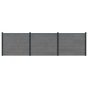 vidaXL Zaunelement 3 pcs WPC und Aluminium Grau
