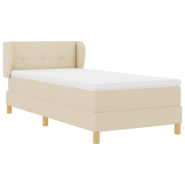 vidaXL Boxspringbett mit Matratze mit Kopfteil Creme 90 x 190 cm Stoff