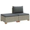 vidaXL 2 Stk. Rattan-Lounge-Set mit Kissen GENDT Naturrattan Kubu Grau