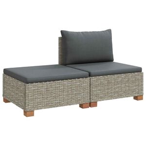 vidaXL 2 Stk. Rattan-Lounge-Set mit Kissen GENDT Naturrattan Kubu Grau
