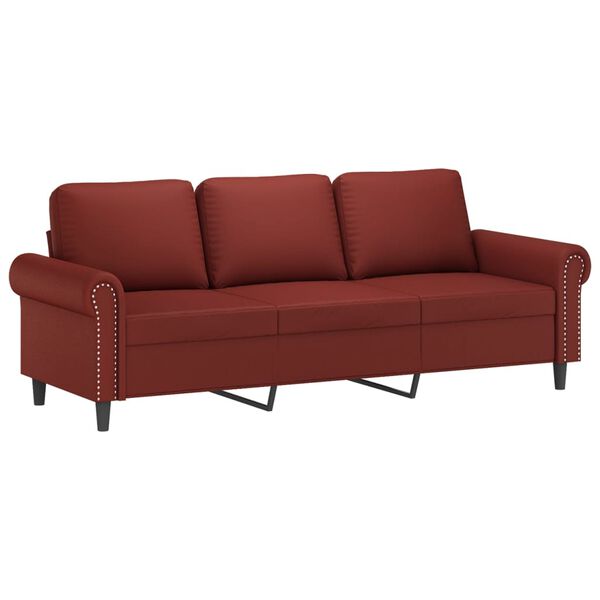 vidaXL 3-Sitzer-Sofa Weinrot 180 cm Kunstleder