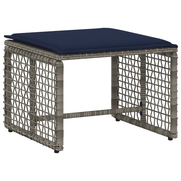 vidaXL Gartenm&ouml;bel-Set mit Kissen 5 pcs Grau und Marineblau