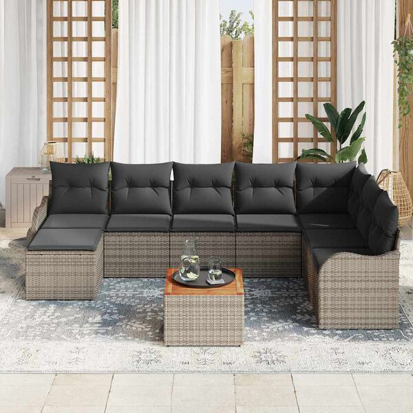 vidaXL Gartensofa-set mit Speicher 9 pcs Grau Poly-Rattan