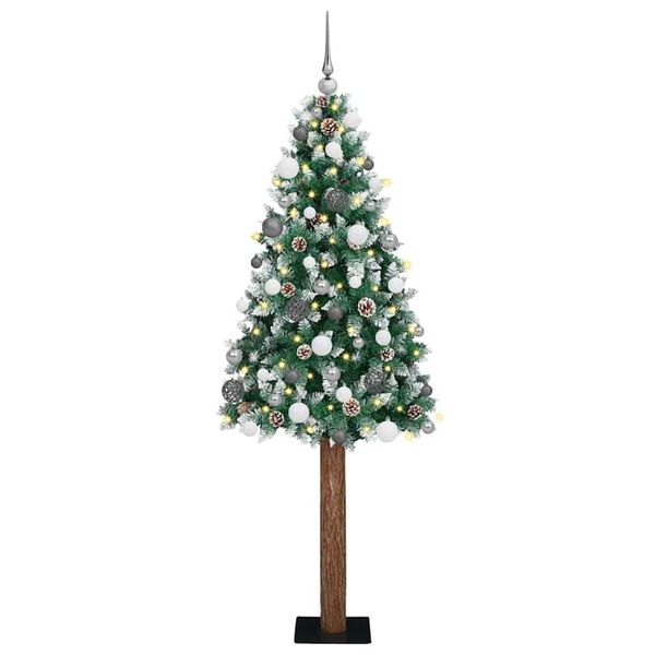 vidaXL Schlanker Weihnachtsbaum mit 300 LEDs mit St&auml;nder Gr&uuml;n 180 cm