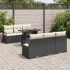 vidaXL Gartensofa-set mit Kissen 7 pcs Schwarz Poly Rattan