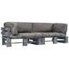 vidaXL 2-tlg. Outdoor-Sofa-Set Paletten mit Kissen in Grau Kiefernholz