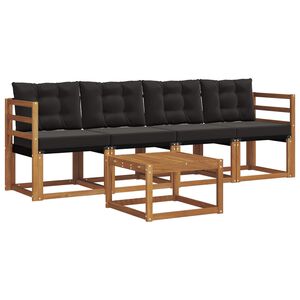 vidaXL Outdoor-Sofagarnitur mit Kissen 5 pcs Nat&uuml;rlich und Schwarz