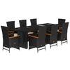 vidaXL 9-tlg. Garten-Essgruppe mit Kissen Schwarz Poly Rattan