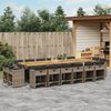 vidaXL 17-tlg. Garten-Essgruppe mit Kissen Grau Poly Rattan