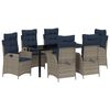 vidaXL Garten Essgruppe 7 Stk. Grau und Schwarz Rattan