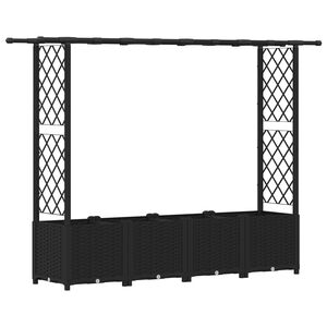 vidaXL Hochbeet mit Rankgitter und Dach Schwarz 203 x 40 x 136 cm PP