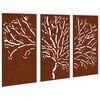 vidaXL 3-tlg. Garten-Wanddeko 105x55 cm Cortenstahl Baum-Design