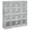 vidaXL B&uuml;cherschrank mit T&uuml;ren Betongrau 136x37x142 cm Holzwerkstoff