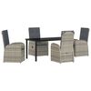 vidaXL Garten Essgruppe mit Kissen 5 pcs Grau Poly-Rattan