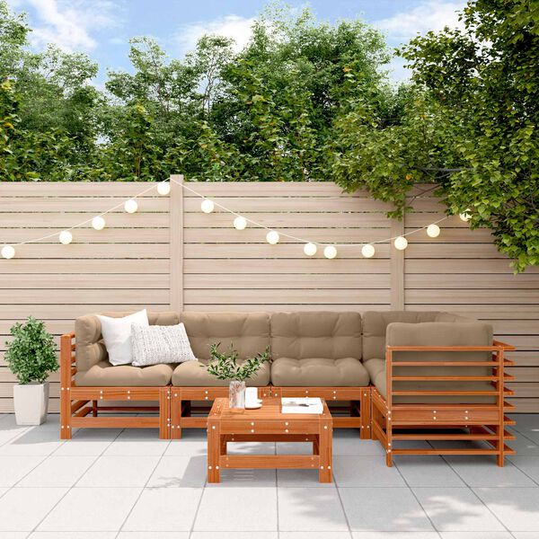 vidaXL Garten-Lounge-Set 6 pcs Wachsbraun Massives Kiefernholz