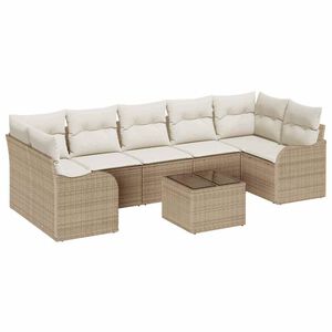 vidaXL Gartensofa-set mit Kissen mit Speicher 8 pcs Beige und Creme