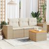 vidaXL 4-tlg. Garten-Sofagarnitur mit Kissen Beige Poly Rattan
