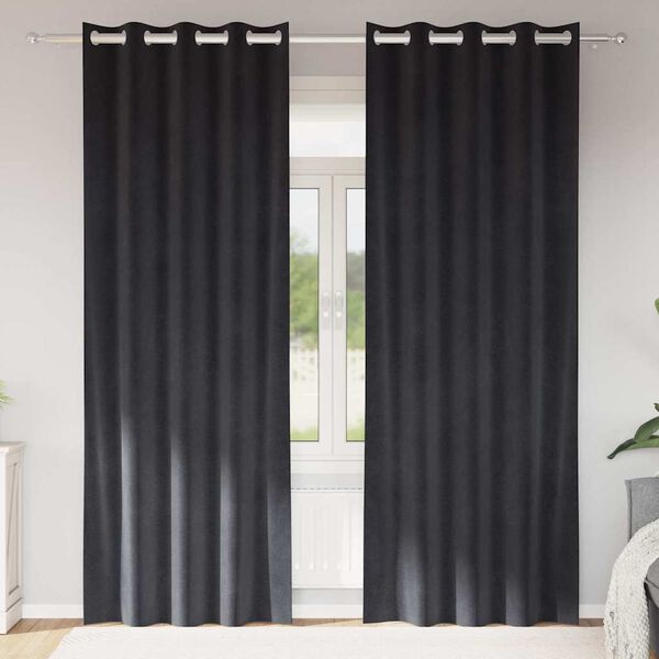 vidaXL Verdunkelungsvorhänge 2 pcs Dunkelgrau 140 x 225 cm Samt