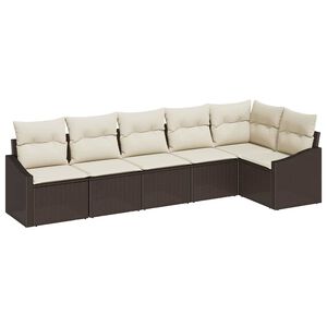 vidaXL Gartensofa-set 6 stk. Braun und Wei&szlig; Poly-Rattan