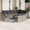 vidaXL 13-tlg. Garten-Sofagarnitur mit Kissen Grau Poly Rattan