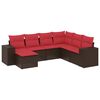 vidaXL 7-teiliges Gartensofa-Set mit Kissen, braun, Polyrattan