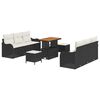 vidaXL Garten-Sofa-Set mit Kissen mit Speicher 9 pcs Schwarz und Creme