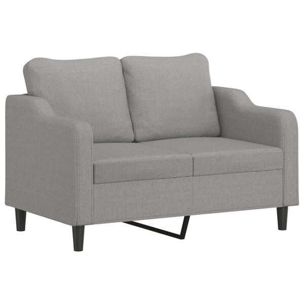 vidaXL 2-Sitzer-Sofa mit Kissen Hellgrau 120 cm Stoff