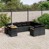 vidaXL 10-tlg. Garten-Sofagarnitur mit Kissen Schwarz Poly Rattan