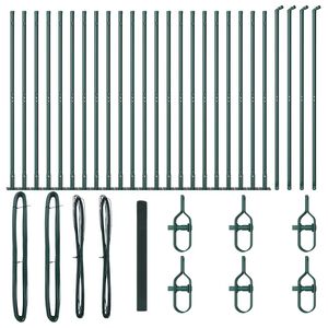 vidaXL Zaunpfosten Gr&uuml;n 50 x 1,4 m (16 x 16 mm Gewebe) Stahl und PVC