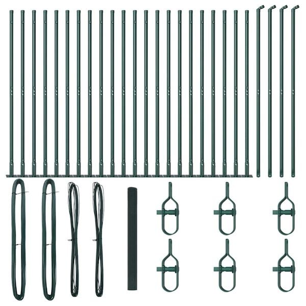 vidaXL Zaunpfosten Gr&uuml;n 50 x 1,4 m (16 x 16 mm Gewebe) Stahl und PVC