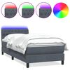 vidaXL Boxspringbett mit Matratze & LED Dunkelgrau 100x210 cm Samt