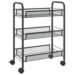 vidaXL K&uuml;chenwagen 3 Etagen Schwarz 46x26x64 cm Eisen