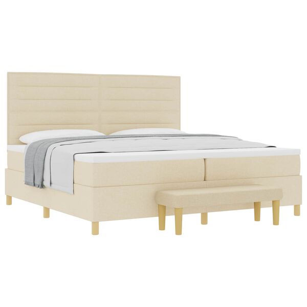 vidaXL Boxspringbett mit Matratze Creme 200 x 200 cm Stoff