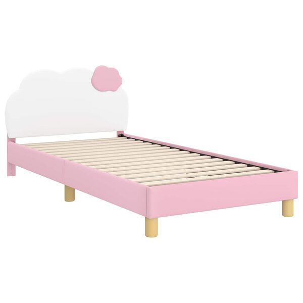 vidaXL Kinderbettgestell mit Kopfteil mit Kopfteil Rosa 90 x 200 cm PU