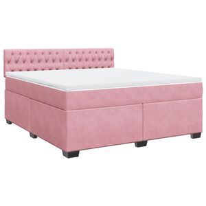 vidaXL Boxspringbett mit Matratze Rosa 180x200 cm Samt