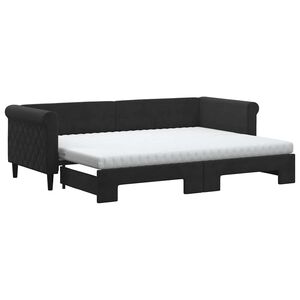 vidaXL Tagesbett Ausziehbar mit Matratzen Schwarz 80x200 cm Samt