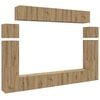 vidaXL 8-tlg. TV-Schrank-Set Wandmontage Artisan-Eiche Holzwerkstoff
