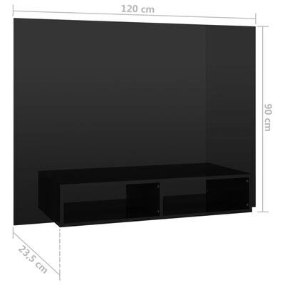 vidaXL TV-Wandschrank Hochglanz-Schwarz 120x23,5x90 cm Holzwerkstoff