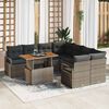 vidaXL Garten-Sofa-Set mit Speicher 9 pcs Grau Poly Rattan