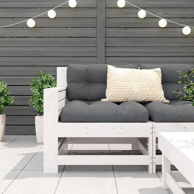 vidaXL Gartensofa mit Armlehne und Kissen Weiß Massivholz Kiefer