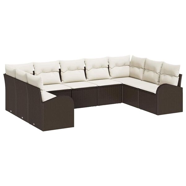 vidaXL Sofa Set 9 pcs Braun Poly-Rattan